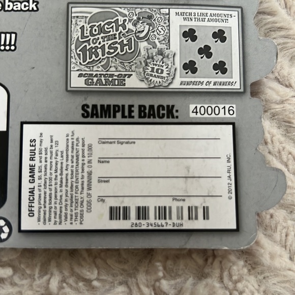 Fake Lottery Ticket Scratch Tickets (5 Tickets) Prank Gag Winning Tickets - Picture 7 of 16